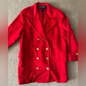 Vintage Escada Cashmere blend Double Breasted Red Blazer/Coat size Xl 42